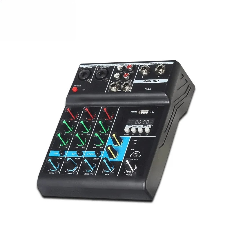Audio Mixer 4 Channel - Consola mezcladora de audio profesional de