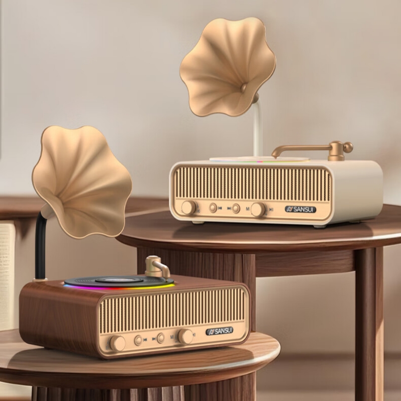 Apple Music Audio Quality - Altavoz inalámbrico Bluetooth V13, gramófono Retro,