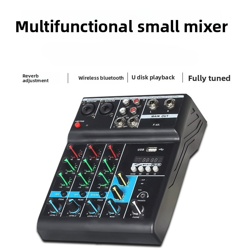 Audio Mixer 4 Channel - Consola Mezcladora de Sonido Profesional de