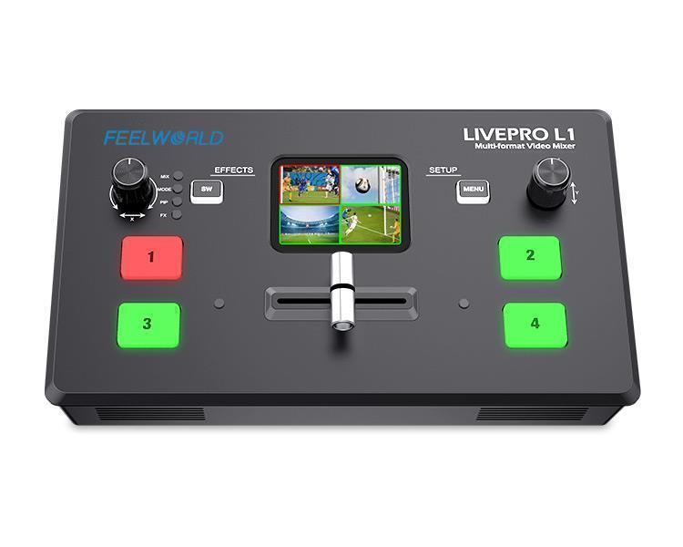 Audio Mixer 4 Channel - FEELWORLD LIVEPRO L1 4xHDMI Entradas Mezclador