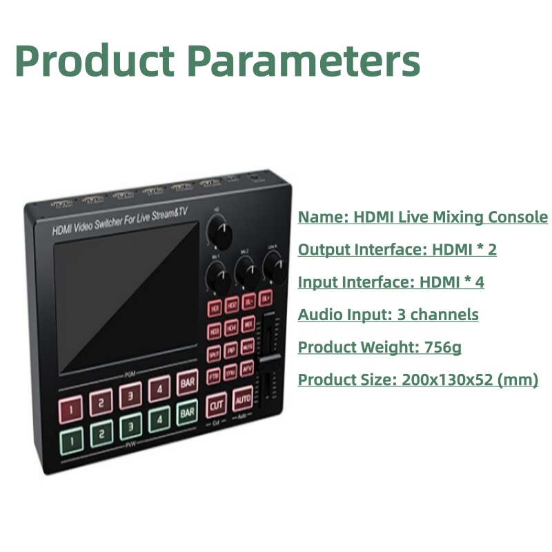 Audio Mixer 4 Channel - Mezclador de Video HDMI de 4
