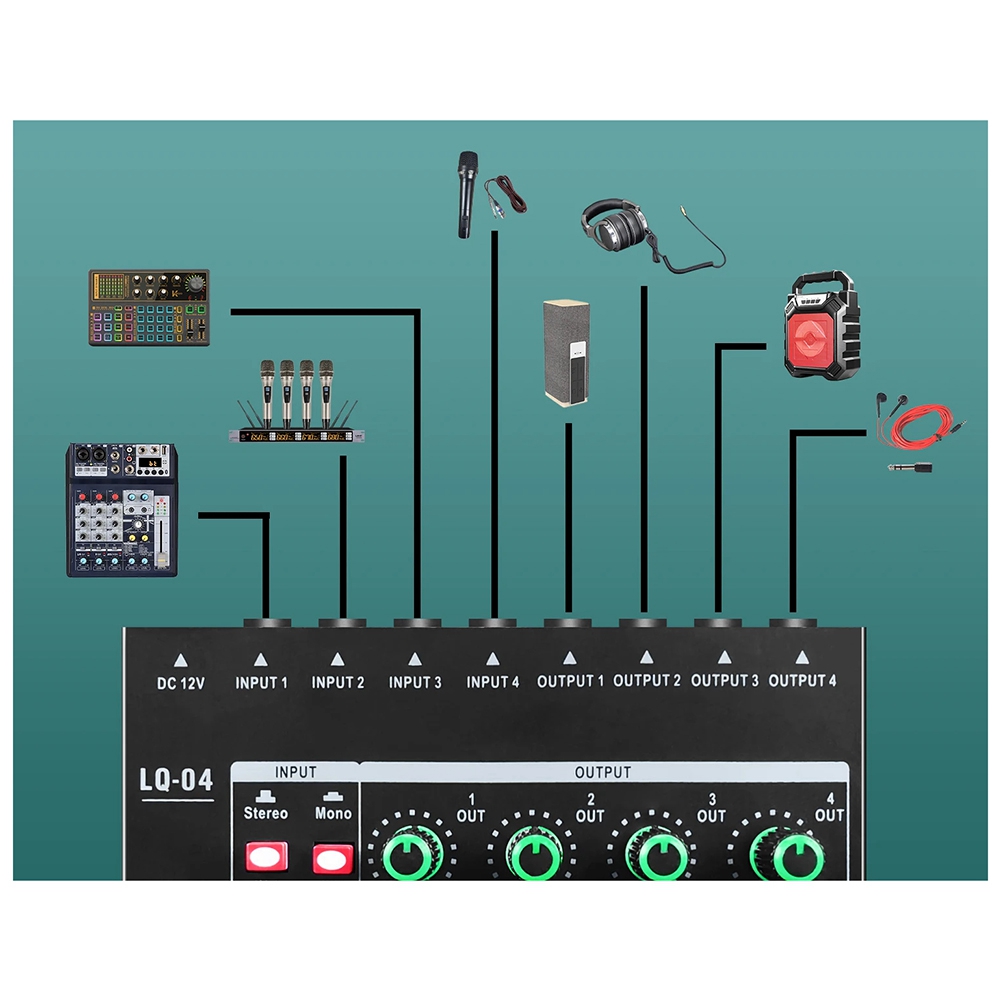 Audio Mixer 4 Channel - -A25M GAX-LQ04 Mezclador de 4 canales