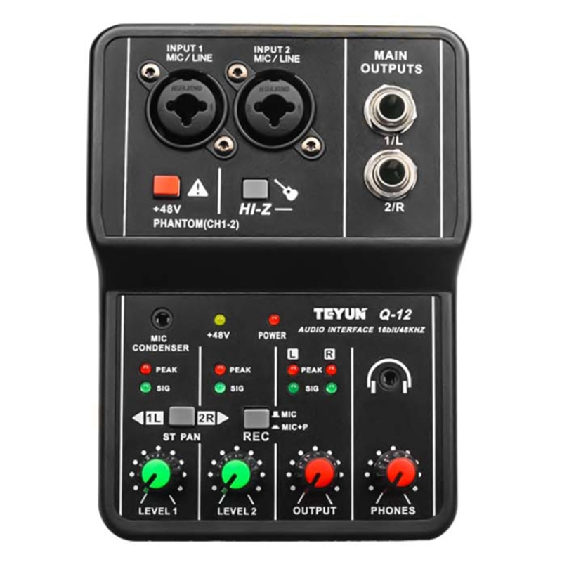 Audio Mixer 4 Channel - Tarjeta de sonido Q-12, mezclador de
