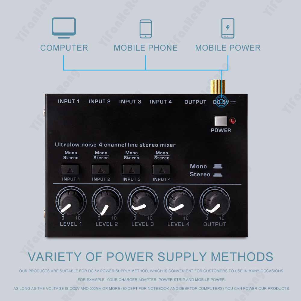 Audio Mixer 4 Channel - Mezclador MAX400 Mini mezclador de sonido