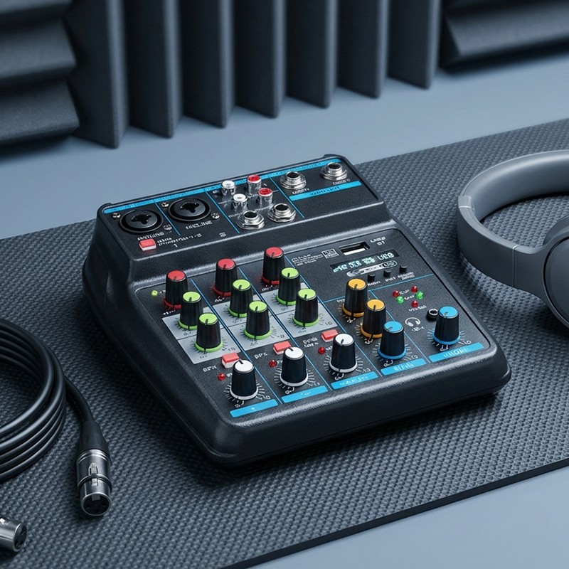 Audio Mixer 4 Channel - Consola Mezcladora de Audio USB Mini