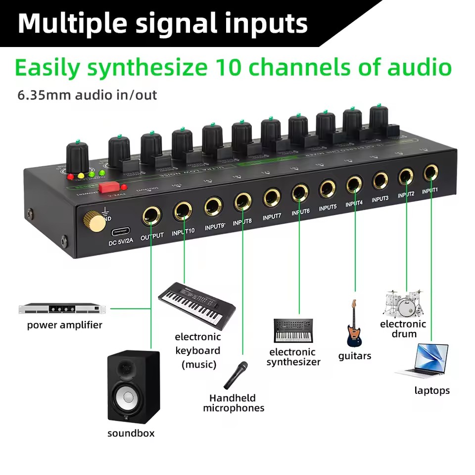 Mezclador de línea estéreo de  - Audio Mixer 4 Channel reseña y precio
