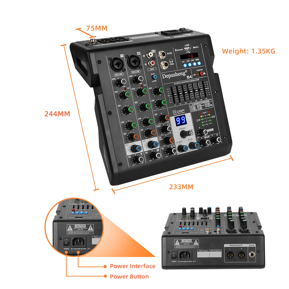 Mezclador de Audio de 4 canale - Audio Mixer 4 Channel reseña y precio