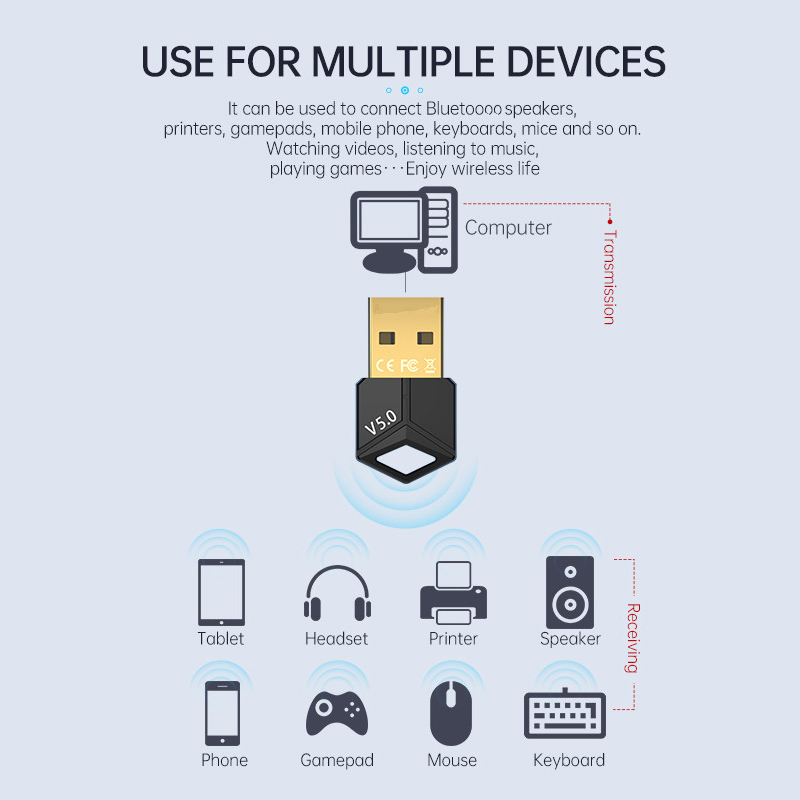 Adaptador USB Bluetooth 5,0 re - Audio Music File reseña y precio