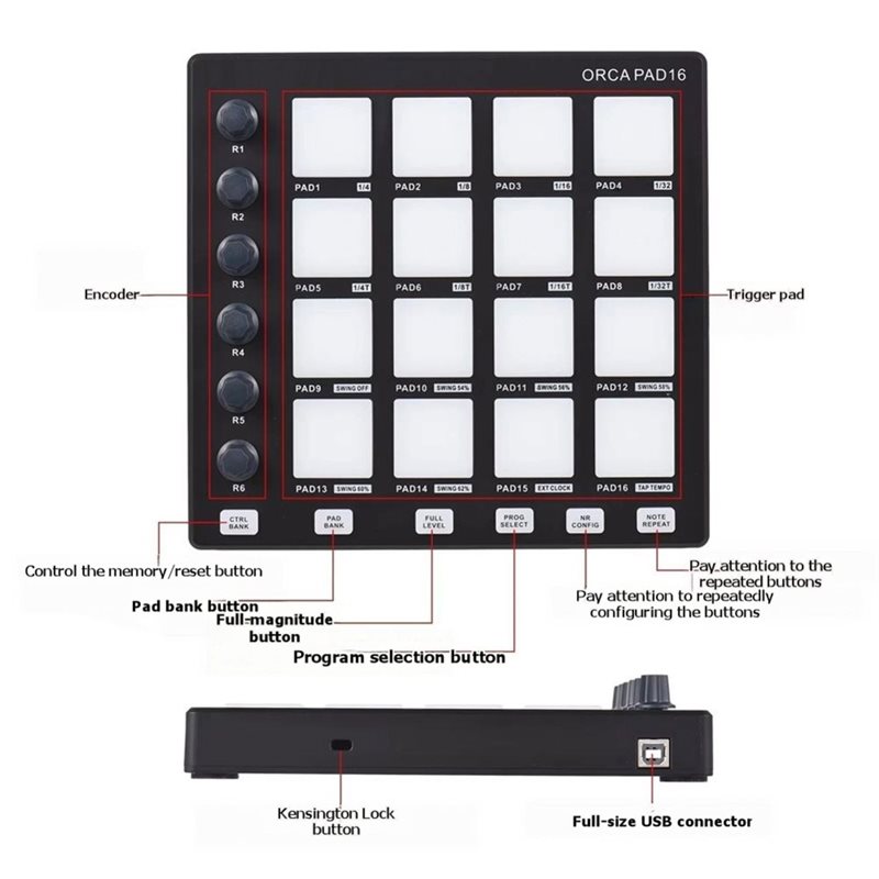 Controlador PAD16, Teclado par - Audio Music Dj reseña y precio
