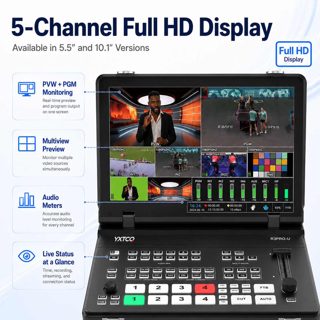Mezclador de vídeo en directo  - Audio Mixer 4 Channel reseña y precio
