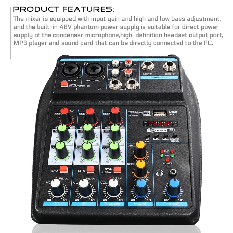 Consola Mezcladora de Audio US - Audio Mixer 4 Channel reseña y precio